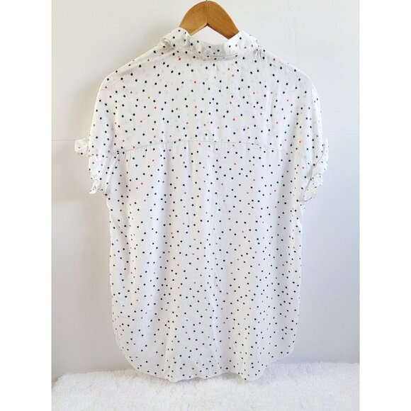 Beach Lunch Lounge 4th Of July Stars Print Button Down Short Sleeve Shirt Size S - Picture 9 of 10
